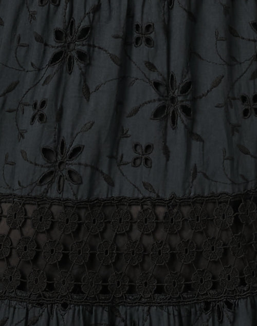 Black Embroidered Cotton Eyelet Dress