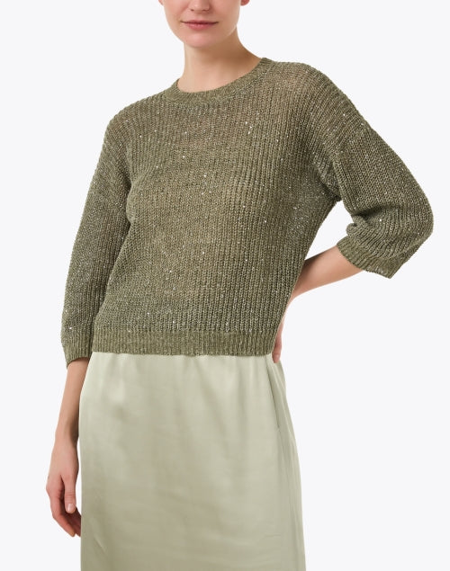 Green Sequin Knit Top