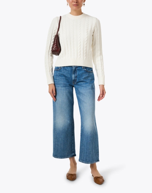 White Cable Knit Cotton Sweater