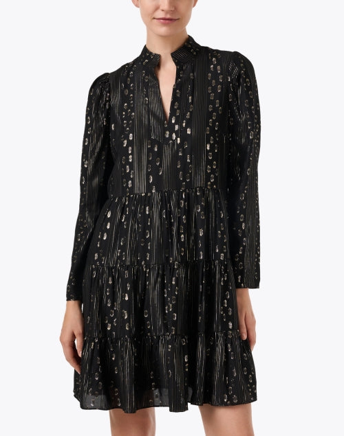 Black Metallic Print Dress