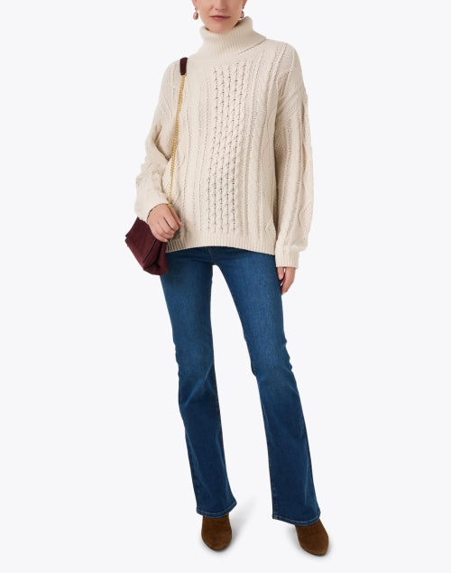 Ivory Turtleneck Cotton Sweater