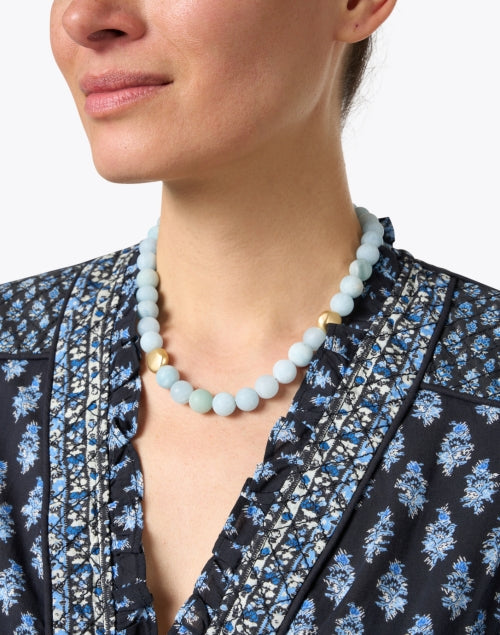 Aquamarine and Gold Beaded Necklace