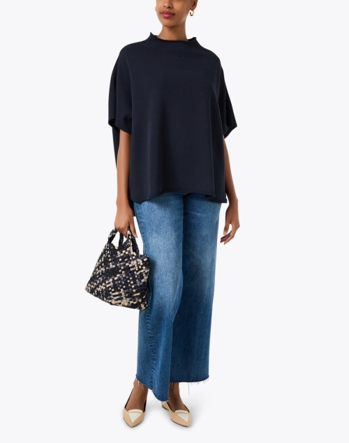 Audrey Navy Cotton Top