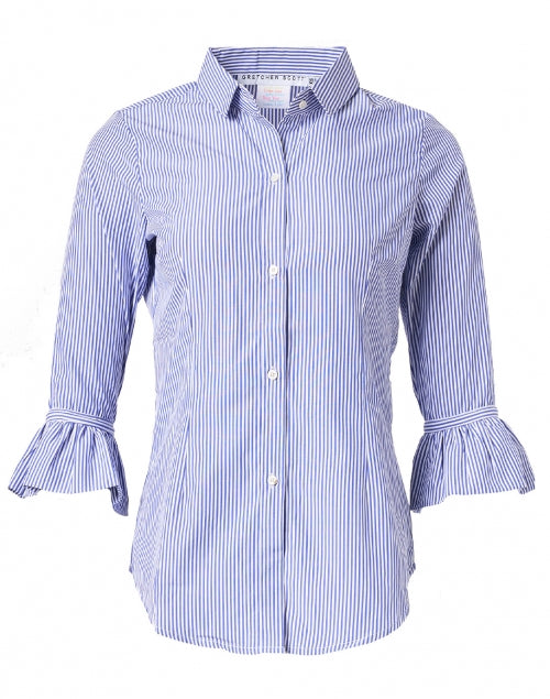 Navy and White Striped Cotton Top