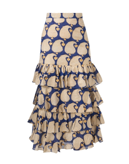 Agra Navy Paisley Cotton Skirt