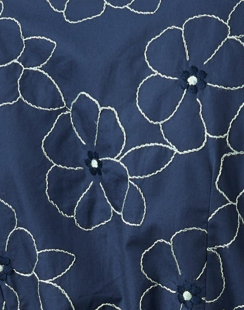 Navy Embroidered Shirt Dress