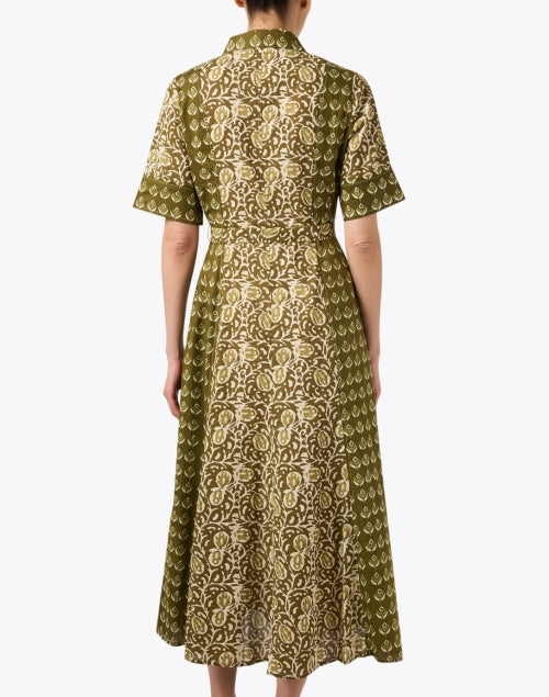 Green Multi Print Shirt Dress