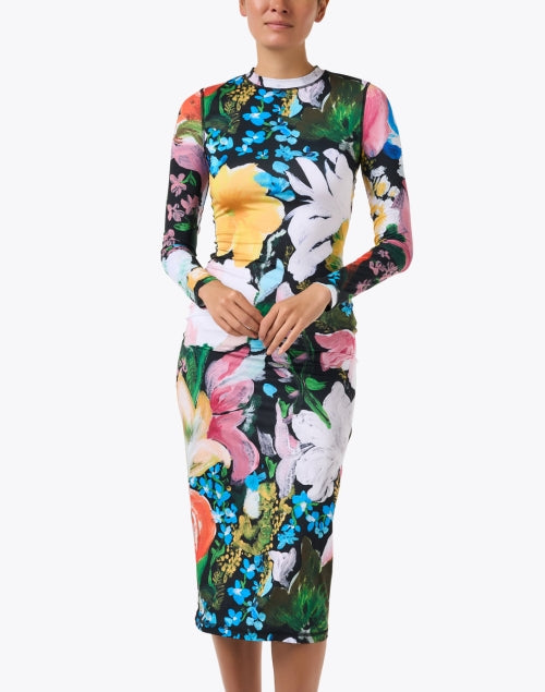Floral Print Jersey Stretch Dress