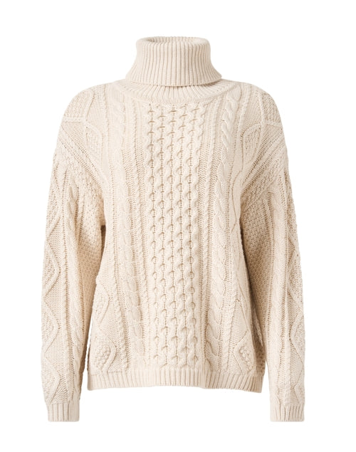 Ivory Turtleneck Cotton Sweater