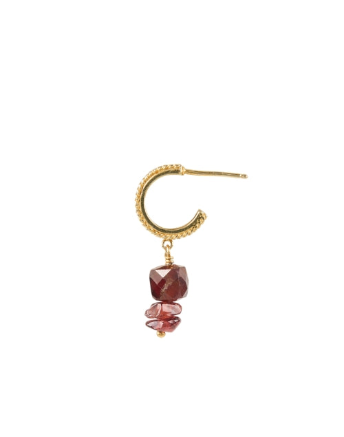 Gold Stone Drop Hoop Earrings